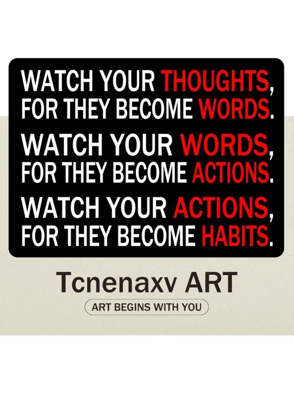 Framed Motivational Poster - 'Watch Your Thoughts' 12x16 Wall Art for Office